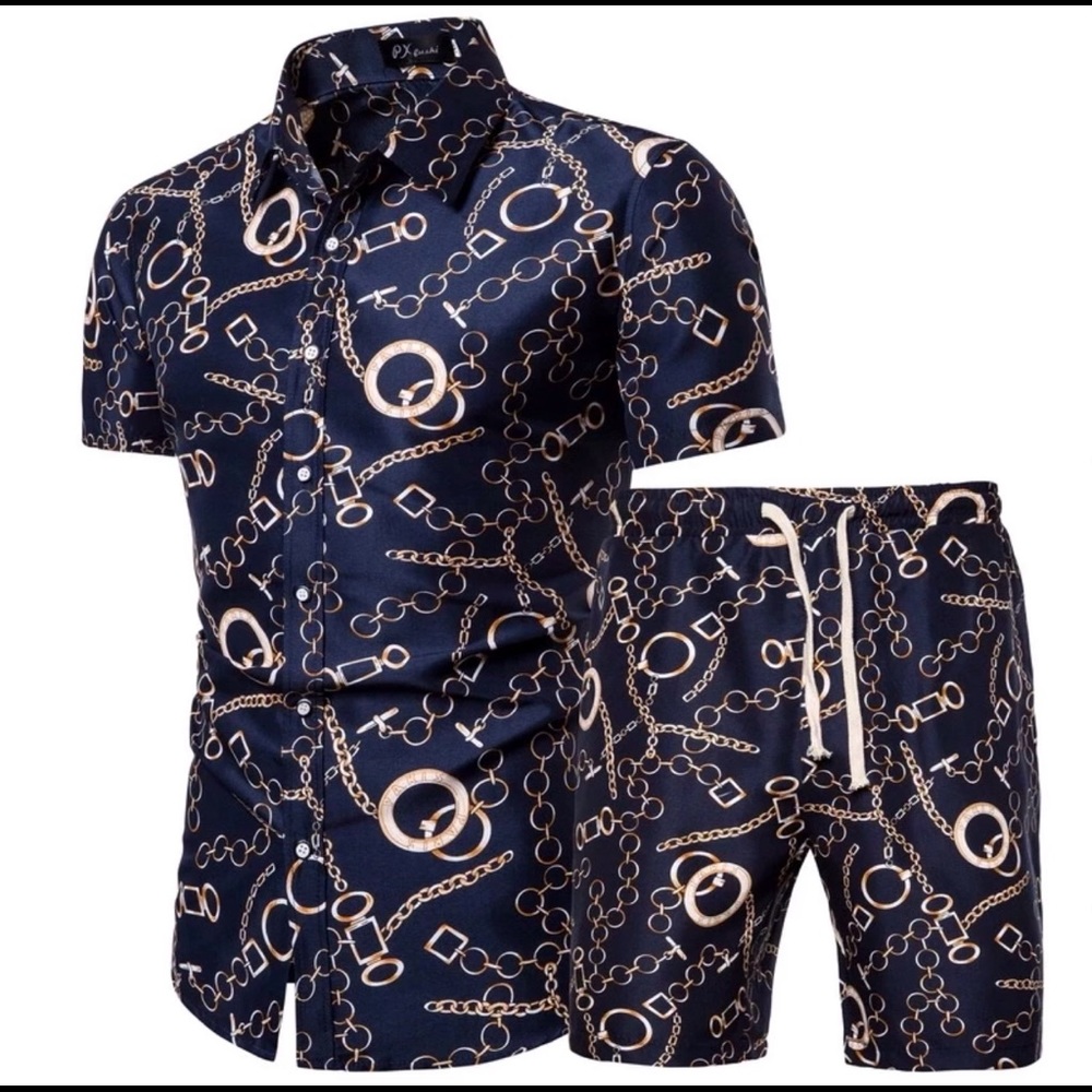 European style shirt and shorts for men